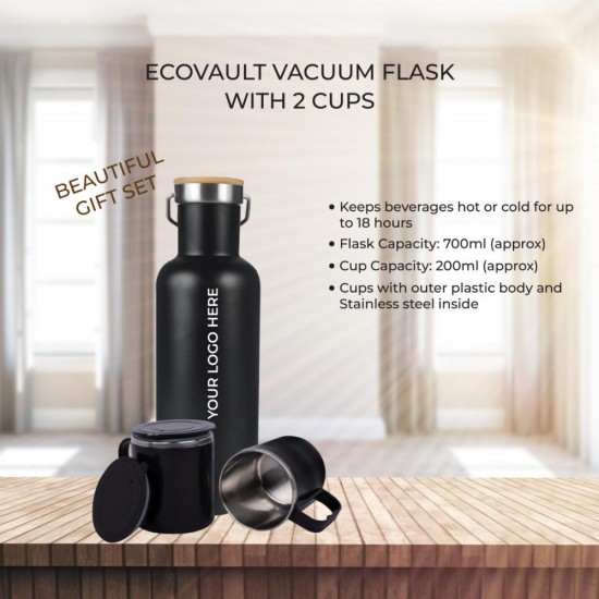 Ecovault Vacuum Flask With 2 Cups