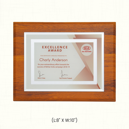 Kia Award (L:8" X W:10")